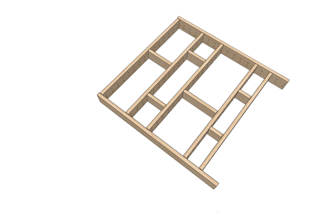 Isolated view of a one-side open adjustable wood divider showing the pre-drilled pin holes for custom sizing.