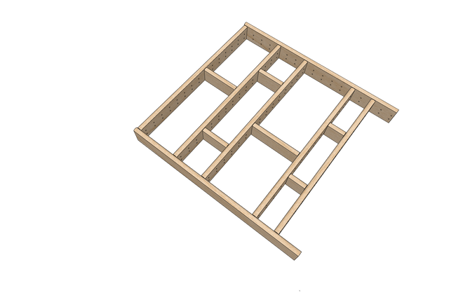 Isolated view of a one-side open adjustable wood divider showing the pre-drilled pin holes for custom sizing.